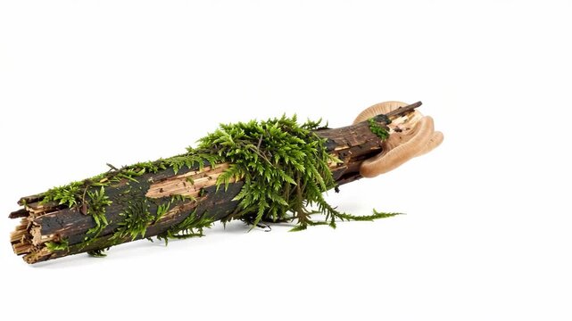 A natural, textured piece of bark from a tree adorned with patches of green moss and lichen.
