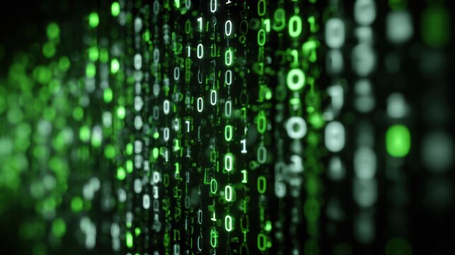 Abstract digital data stream binary code matrix information technology background
