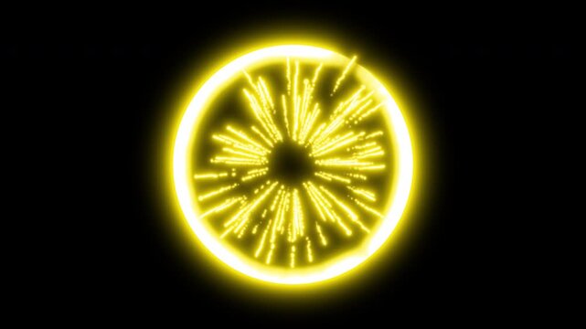 Yellow Magic Energy Ring Explosion Isolated on Transparent Background