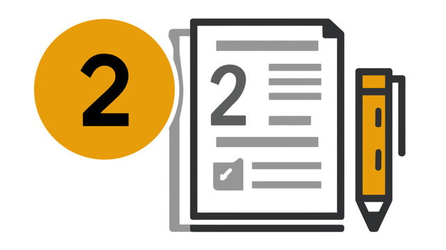 Document with Number Two and Checklist Icon