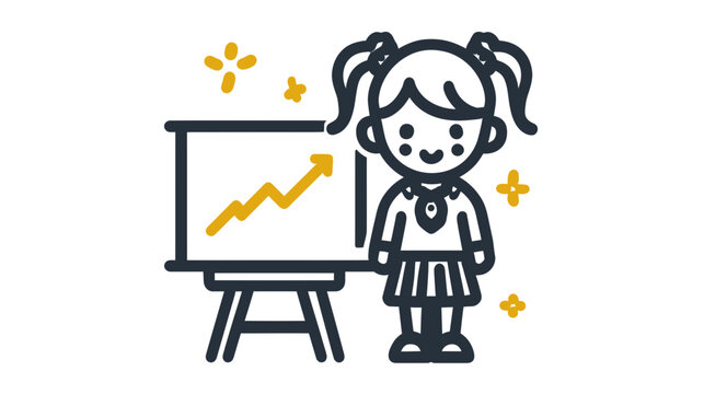 Girl Presents Growth Chart Icon