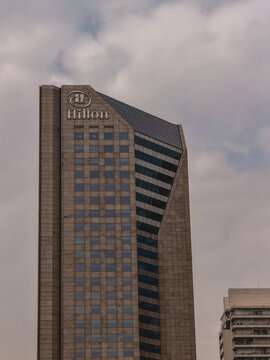 Close up Hilton Hotel in Brooklin, Sao Paulo Brazil.