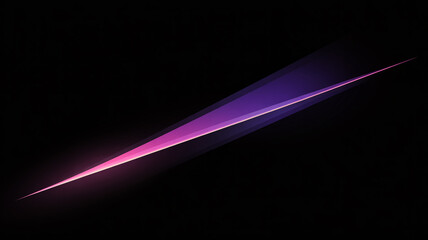 Fototapeta premium Diagonal neon light streak in pink and purple on black background