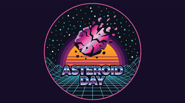 Asteroid Day Celebration Artwork with Cosmic Breaking Asteroid