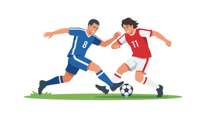 Obraz premium Soccer Players Competing for Ball Illustration
