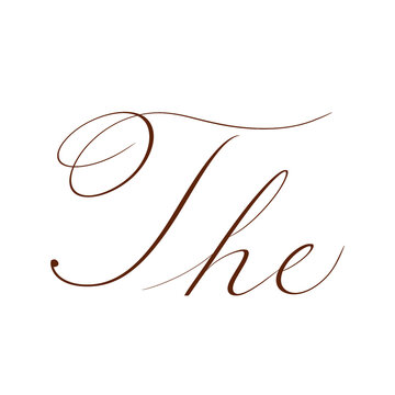 &ldquo;The&rdquo; in copperplate calligraphy with flourishing. Handwritten. Transparent background.