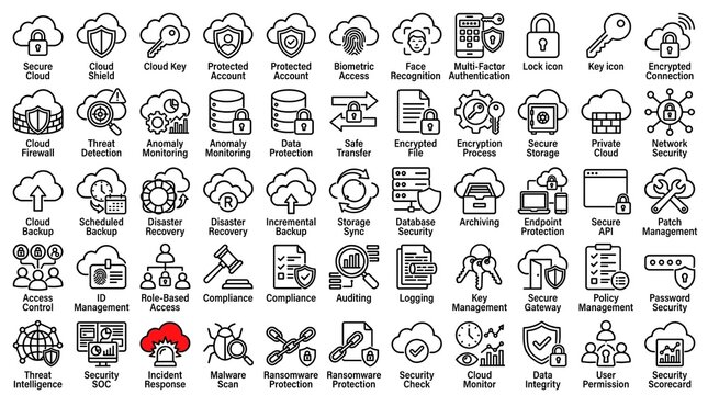 A collection of various technology and business icons are shown.