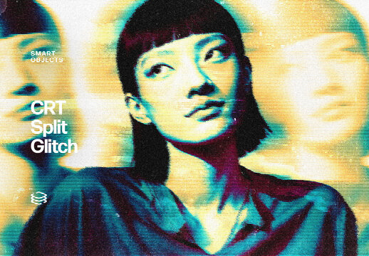 CRT Split Glitch Photo Effect For Poster And Social Media Design