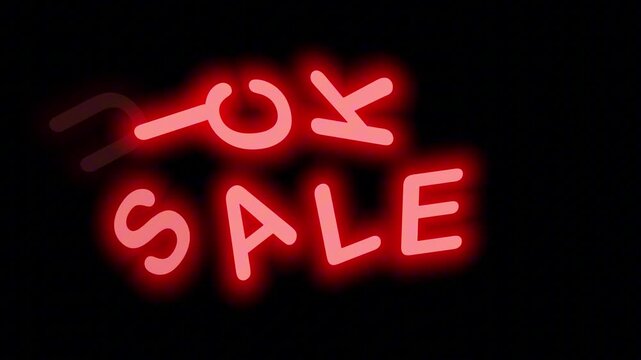 Vibrant Red Neon Sign 'QUICK SALE' Seamless Loop on Transparent Alpha, Perfect for Flash Retail Promos