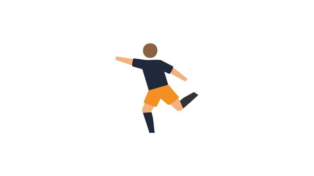 Minimalist illustration of a soccer player kicking a ball 4k