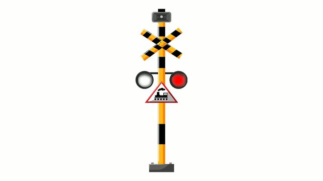 Railway Crossing Warning Signal Post with Flashing Lights for Traffic Safety Management