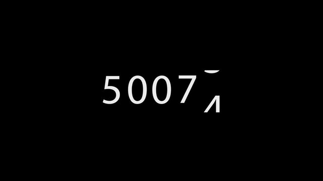 4k Numbers Countdown Fifty Thousand Rolling Numbers Animation Display on black background 
