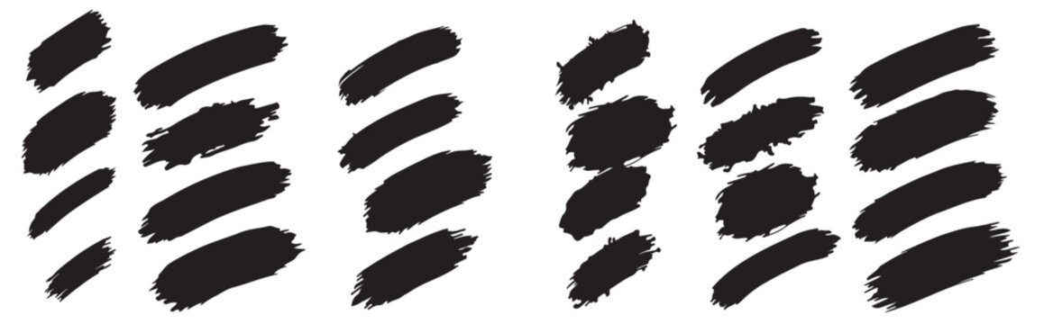 Abstract brushstroke pattern black paint swashes and silhouette shapes