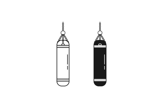 hanging heavy punching bag icon with chains for boxing and mma power training 