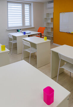 Modern classroom interior in a children&rsquo;s educational center, ready for learning and development.
