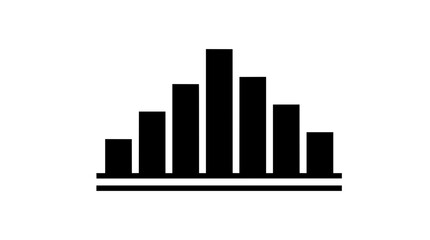 Fototapeta premium Black bar chart icon with seven vertical columns, isolated on a transparent background. Perfect for data analysis.