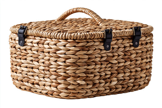 Empty Picnic Basket Isolated on White Background