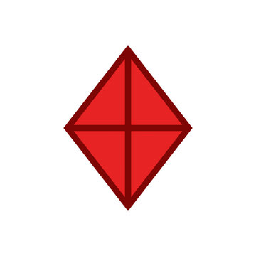 A simple red diamond shape with a dark outline on white