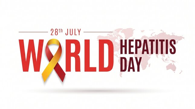 28 july world hepatitis day. red, yellow ribbon. vector illustration. Medical solidarity day concept