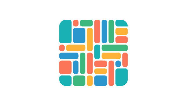 Abstract geometric pattern of colorful rounded rectangles.
