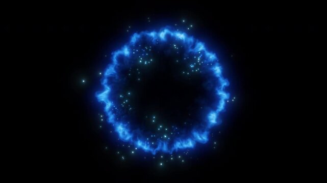 Blue Druid Rune Circle Explosion Isolated on Transparent Background