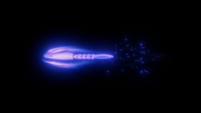 Ornamental Blue Energy Arrow Projectile Isolated on Transparent Background