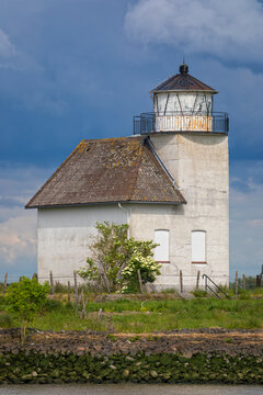 Retired lighthouse at Juelssand on Elbe river shore