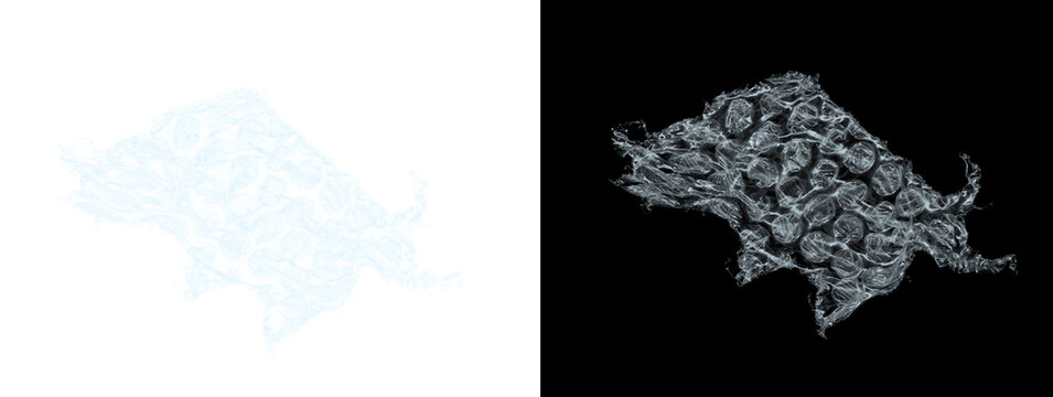 Dynamic Light Blue Blobby Cellular Bubble Cluster Abstract Texture on White and Black Background
