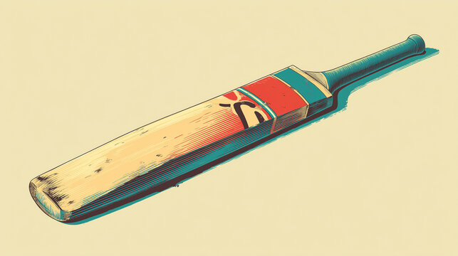 Classic retro cricket bat illustration