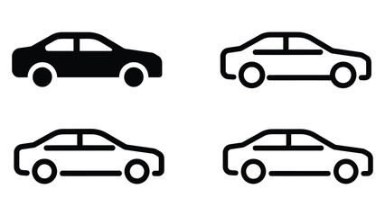 Fototapeta premium Car Icon Set in Linear Style with Transport Symbols Vehicle Outline Pictograms Automotive Transportation Graphics and Minimal Vector Illustration