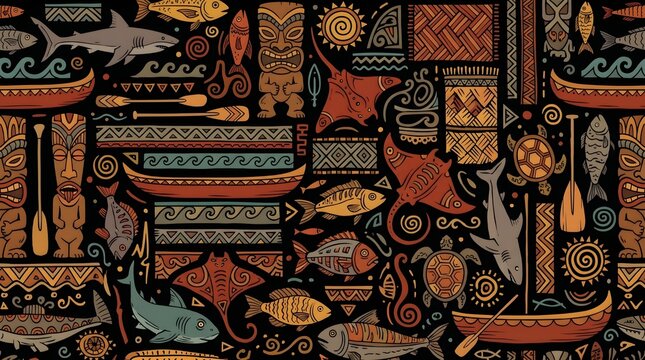 Polynesian style, seamless pattern
