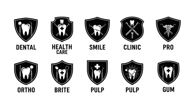 Dental Clinic Shield Logo Badges Vector Set