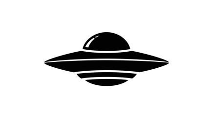 Black UFO spaceship flying object icon. © heri