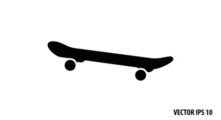 Black skateboard with four wheels. © heri
