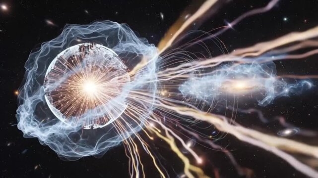 Vibrant cosmic explosion in space.