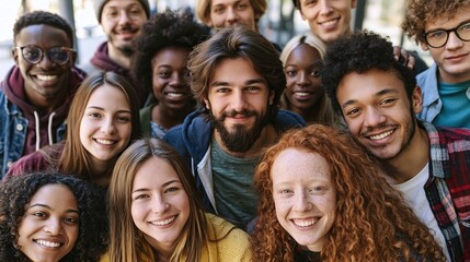 Fototapeta premium large mixed group of multicultural people, international students or friends. diversity concept