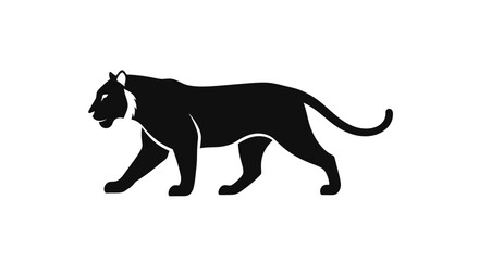 Black Panther Walking Silhouette Side View. © maftukhin
