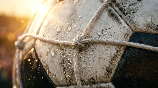 Close up view of fresh rain drops on a grey metal surface with warm sunlight