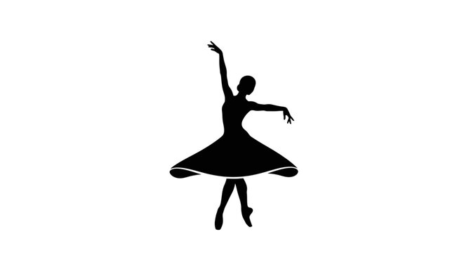 Silhouette of female ballet dancer jumping.
