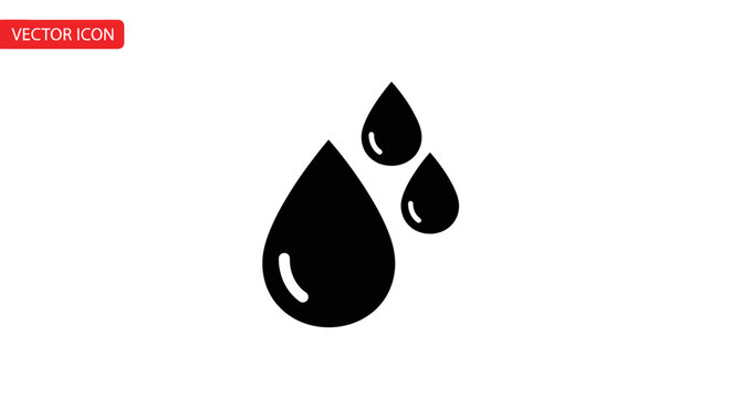 Black teardrop shaped water droplets falling.