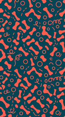 Obraz premium Coral bone and ring pattern on teal background, representing playful animal themes and pet-related concepts