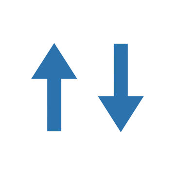 Blue up and down arrows isolated on a white background