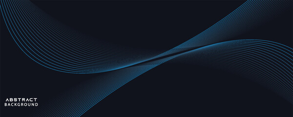 A dynamic and abstract digital design with flowing blue waveforms against a dark background,smooth, curving lines and dotted patterns that create a sense of movement and energy. © achmad