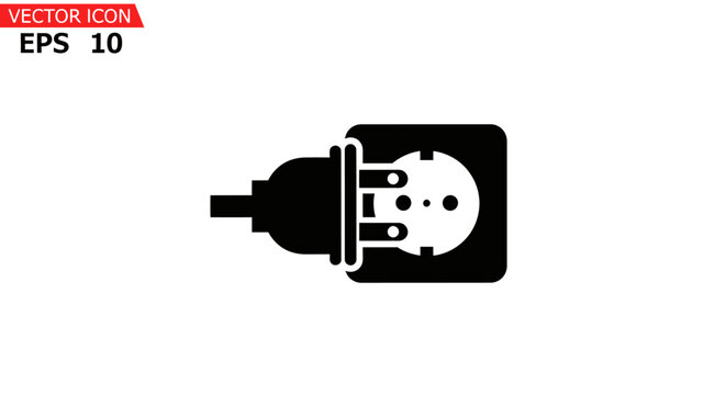 Black and white socket icon.