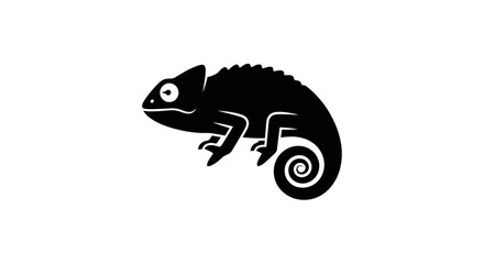 Black silhouette of a chameleon. © sulton