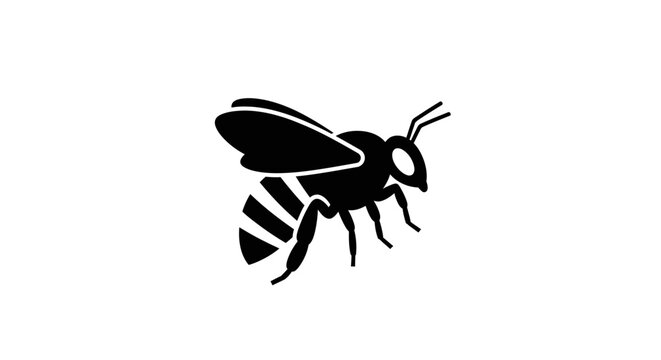 Black silhouette of a flying bee.