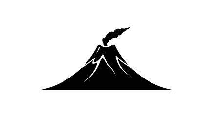 Erupting volcano mountain silhouette graphic. © riyan