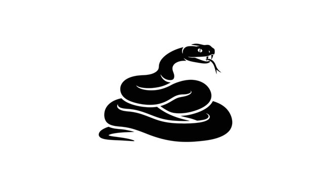 Black snake coiled and ready attack.