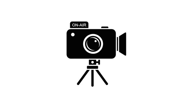 Camera on tripod with on air sign.