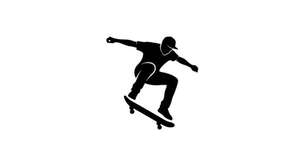 Man performing skateboard trick in air. © aldi
